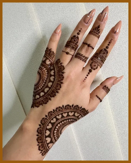 Half Moon Chain Style In Modern Back Hand Mehndi Design